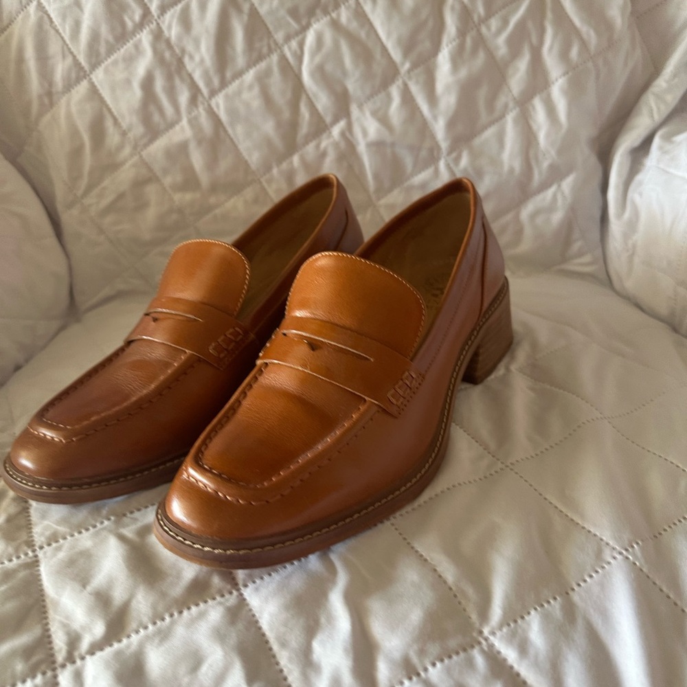Vince Camuto Women's Tan Leather Penny Loafers